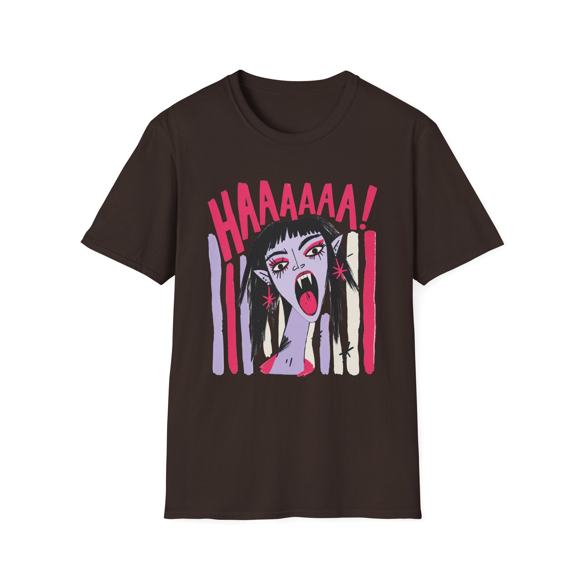 Striped Vampiress Screaming T-Shirt