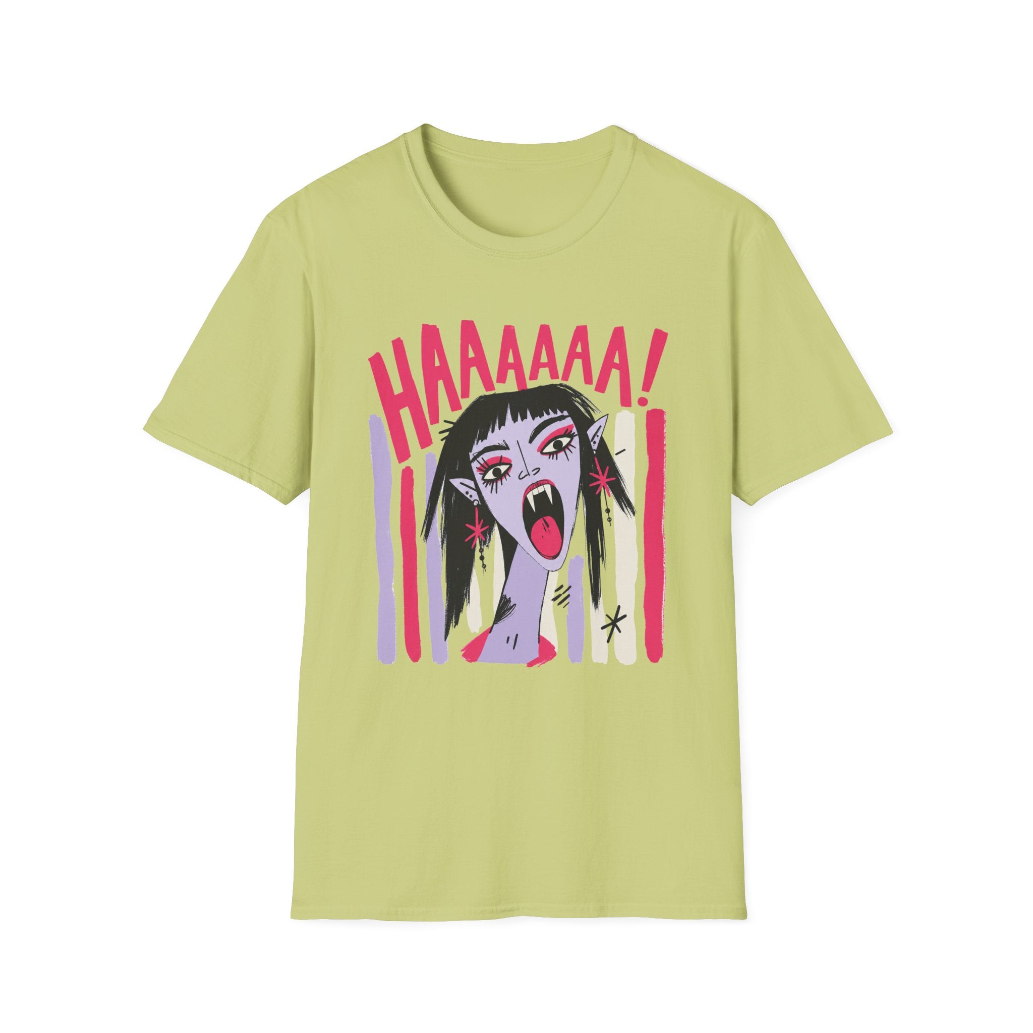 Striped Vampiress Screaming T-Shirt