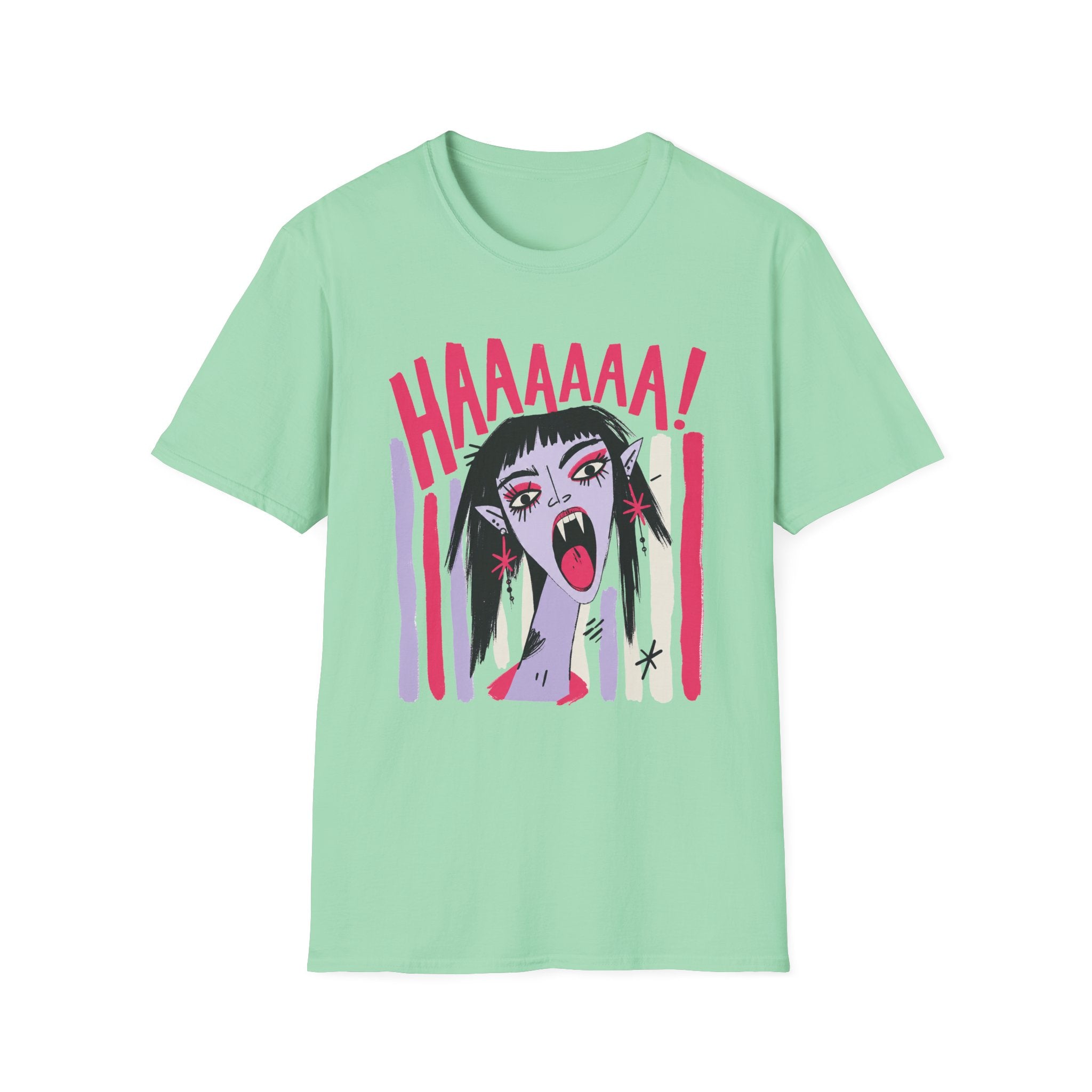 Striped Vampiress Screaming T-Shirt