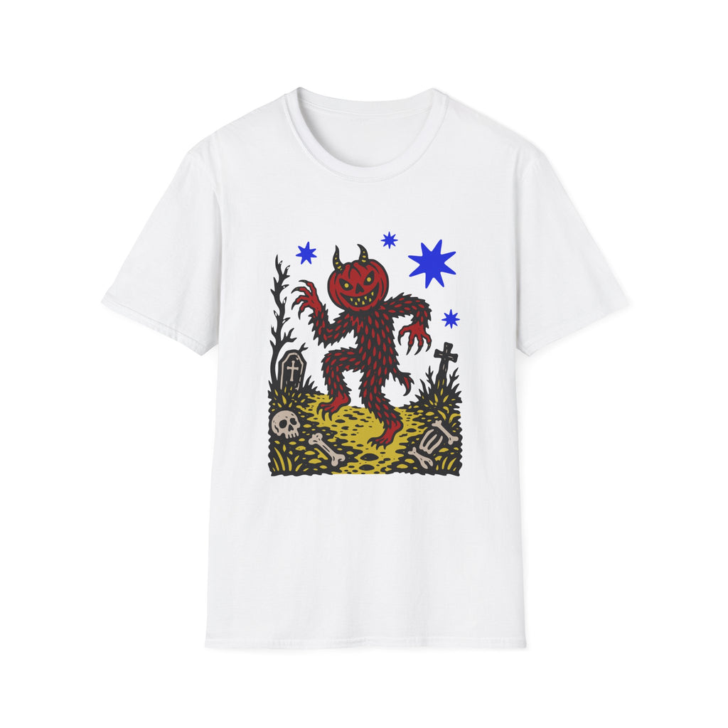 Linocut Pumpkin Devil T-Shirt