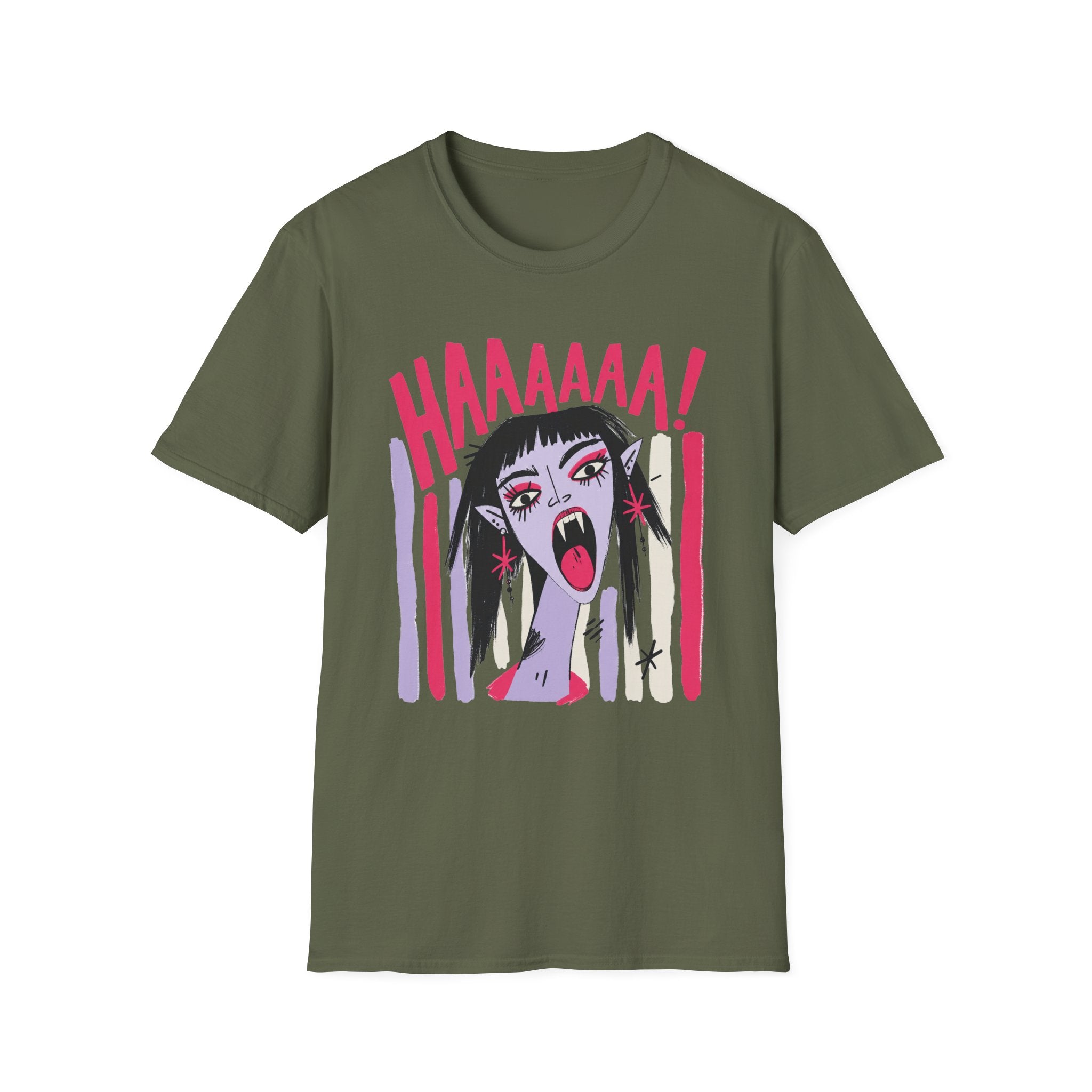 Striped Vampiress Screaming T-Shirt