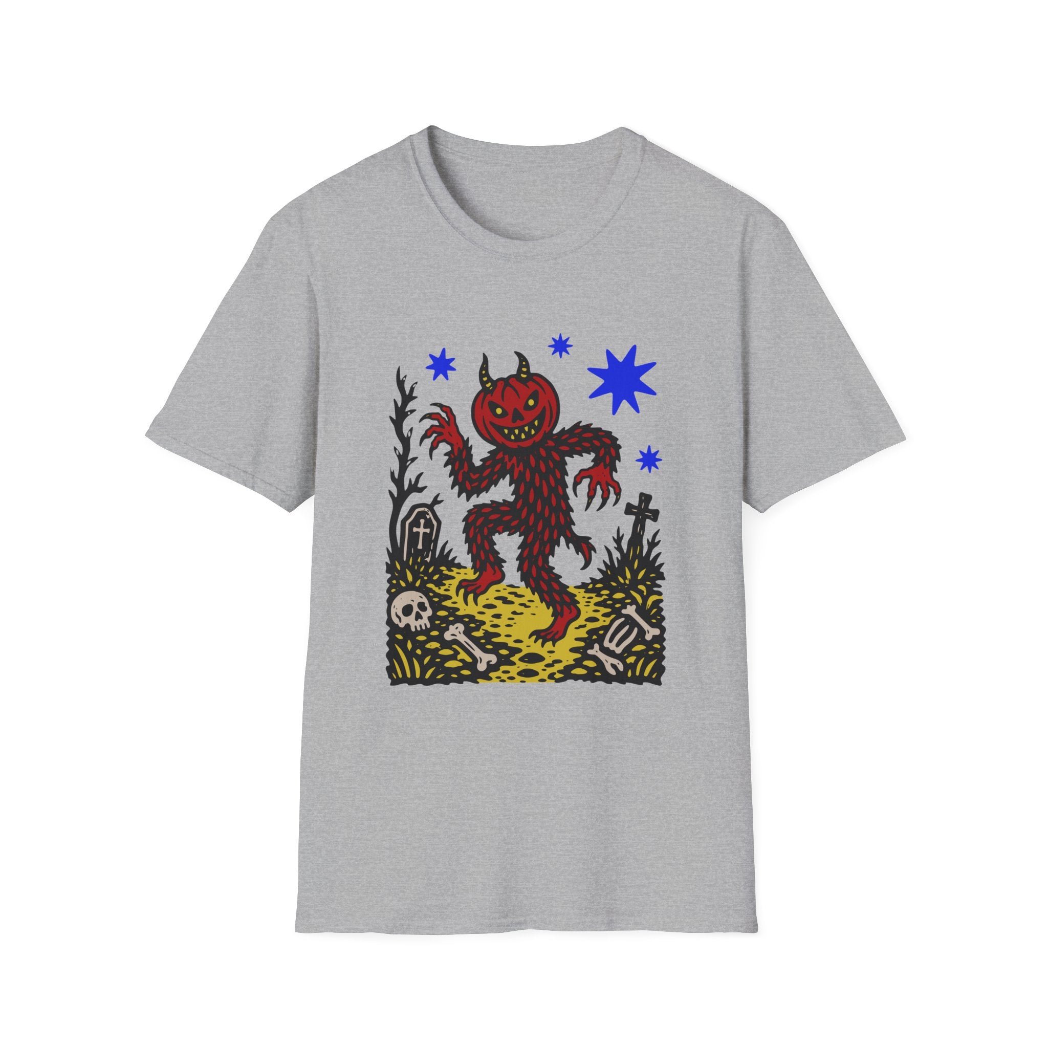 Linocut Pumpkin Devil T-Shirt