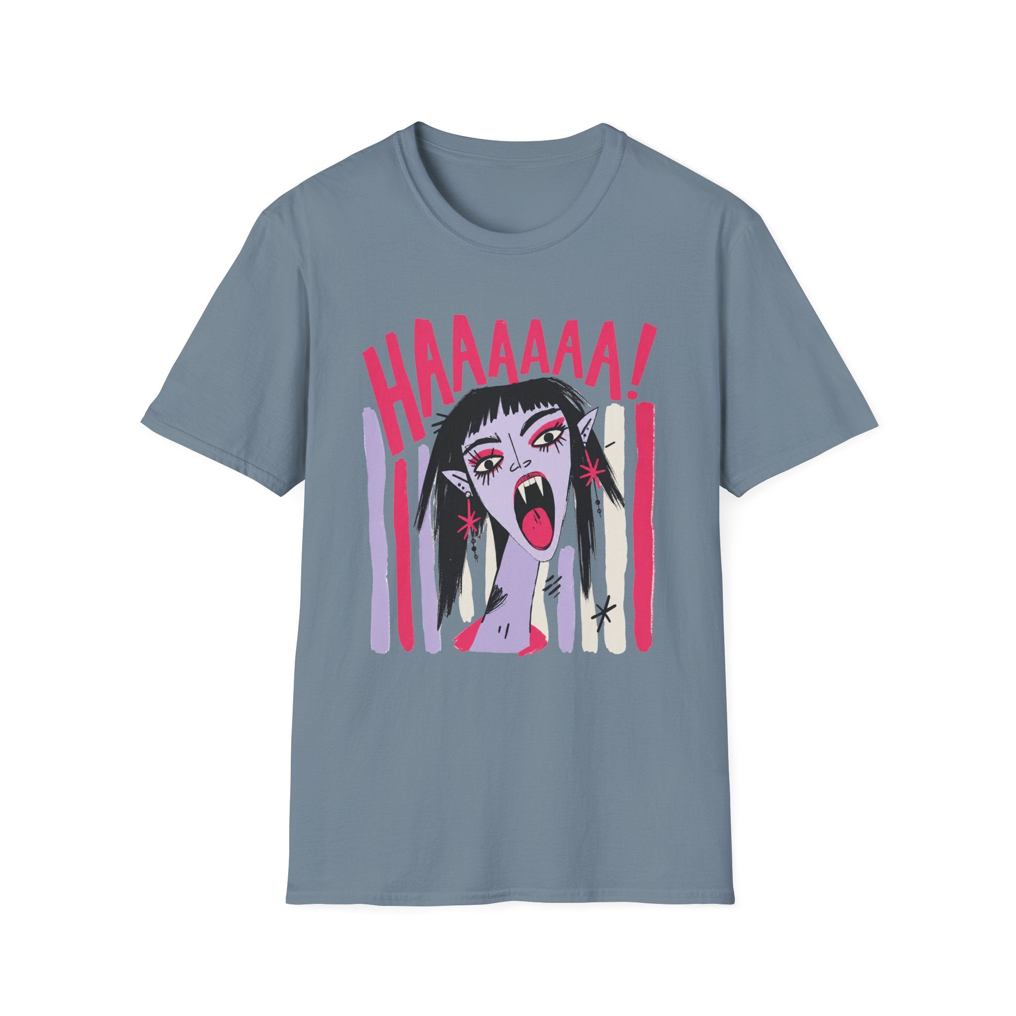 Striped Vampiress Screaming T-Shirt
