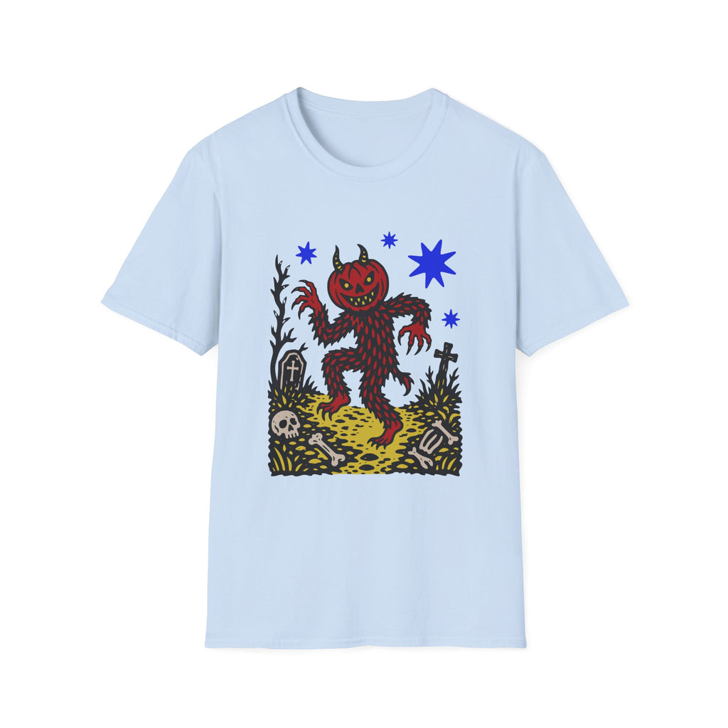 Linocut Pumpkin Devil T-Shirt