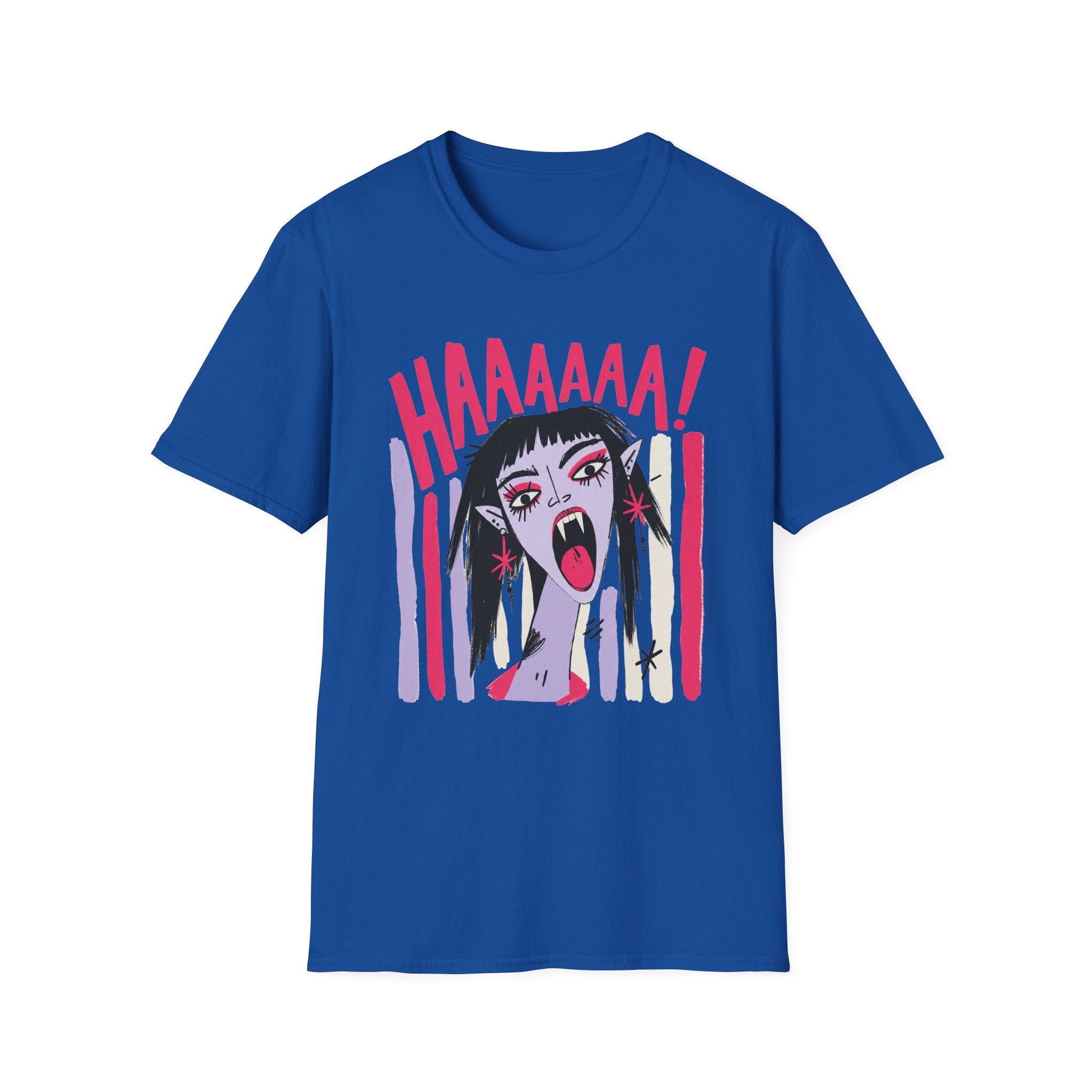 Striped Vampiress Screaming T-Shirt